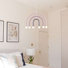 Aeyee Modern Rainbow Pendant Light, Decorative Metal 6 Lights Hanging Light Fixture, U Shaped Ceiling Pendant Light