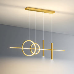 Modern LED Hanging Light - Aeyee Linear Shaped Island Light with Spotlight, Dimmable 5 Lights Chandelier, Elegant Pendant Light for Dining Room
