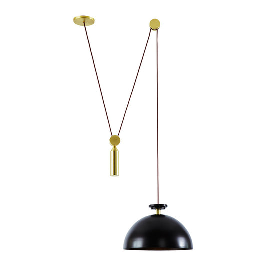 Aeyee Industrial Pendant Light Fixture, Farmhouse Pulley Hanging Light, Adjustable Dome Ceiling Pendant Light for Dining Room Living Room