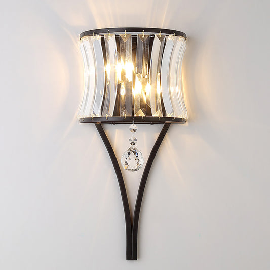 Aeyee Modern Crystal Wall Sconce, 2 Lights Elegant Wall Light, Wall Mount Lamp for Mirror, Bedroom, Hallway
