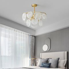 Aeyee Modern Luxury Disc Glass Chandelier Gold Ceiling Light Fixture, 6 Lights Multi Tiers Hanging Light for Bedroom Dining Room