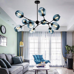Aeyee Glass Chandelier, Modern 10 Lights Pendant Light, Mid-Century Sputnik Hanging Light for Dining Room Living Room