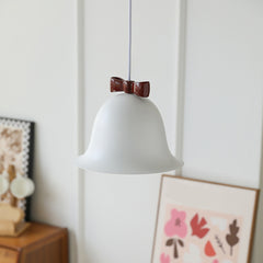 Aeyee Cute Bell Pendant Lighting, 1 Light Metal Hanging Light Fixture, Small Ceiling Pendant Light for Girl's Room Kitchen Island