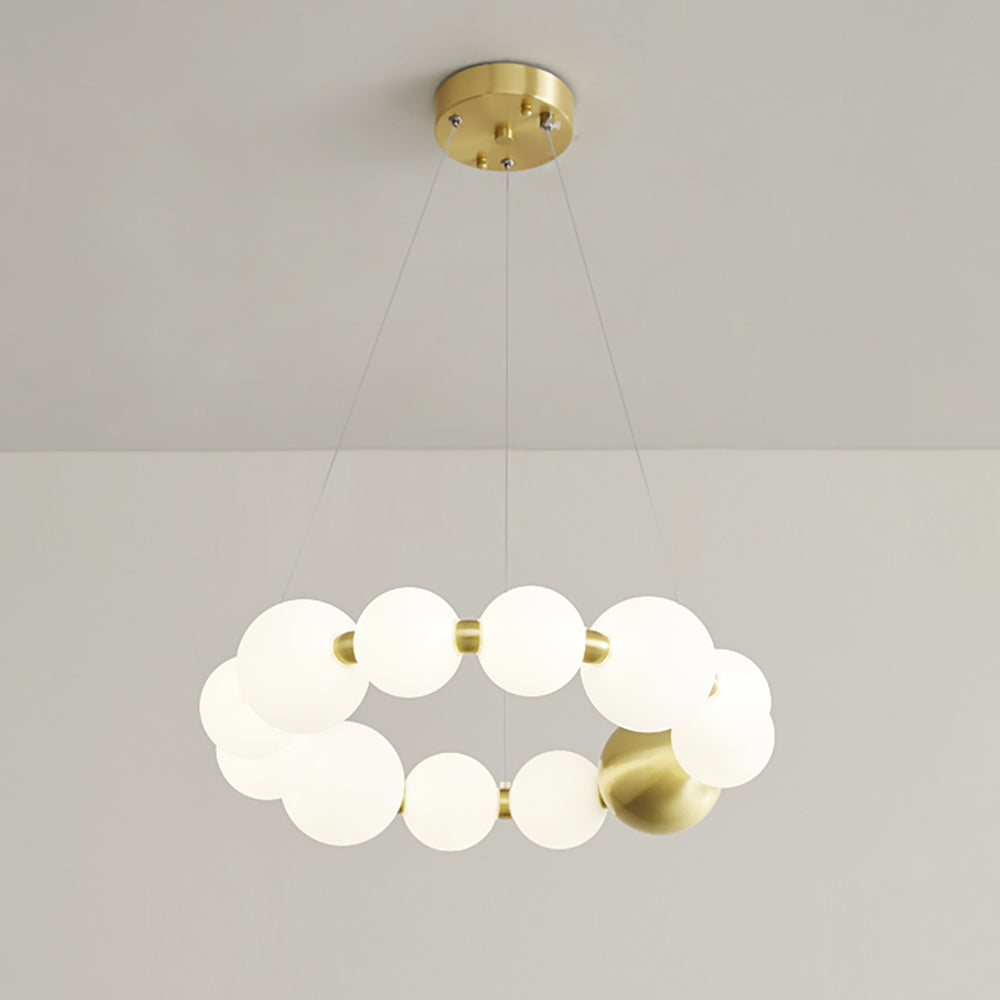 Aeyee Modern Globe Chandelier, Mid-Century Pendant Light Fixture, Adjustable LED Hanging Light for Living Room Bedroom, Neutral Light