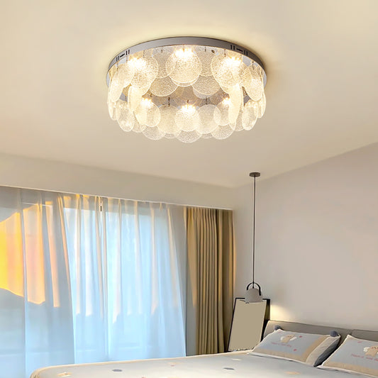 Aeyee Round Flush Mount Ceiling Light Modern LED Glass Ceiling Light Fixture, Dimmable Chandelier for Dining Room Bedroom