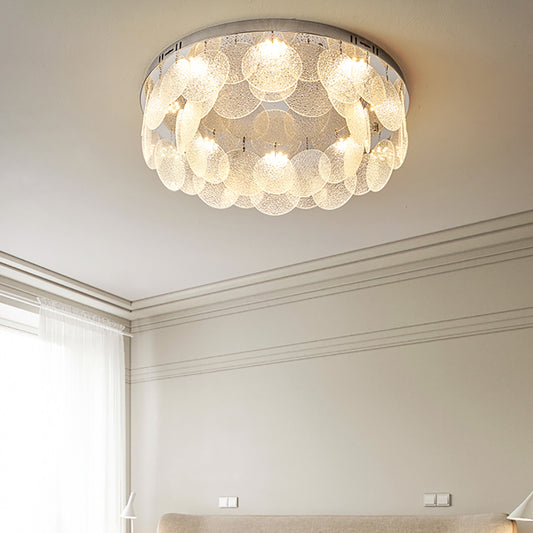 Aeyee Round Flush Mount Ceiling Light Modern LED Glass Ceiling Light Fixture, Dimmable Chandelier for Dining Room Bedroom