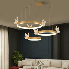 Aeyee Butterfly Chandelier Circular Tier Island Light with Remote, Dimmable LED Ceiling Pendant Light Fixture, for Dining Room