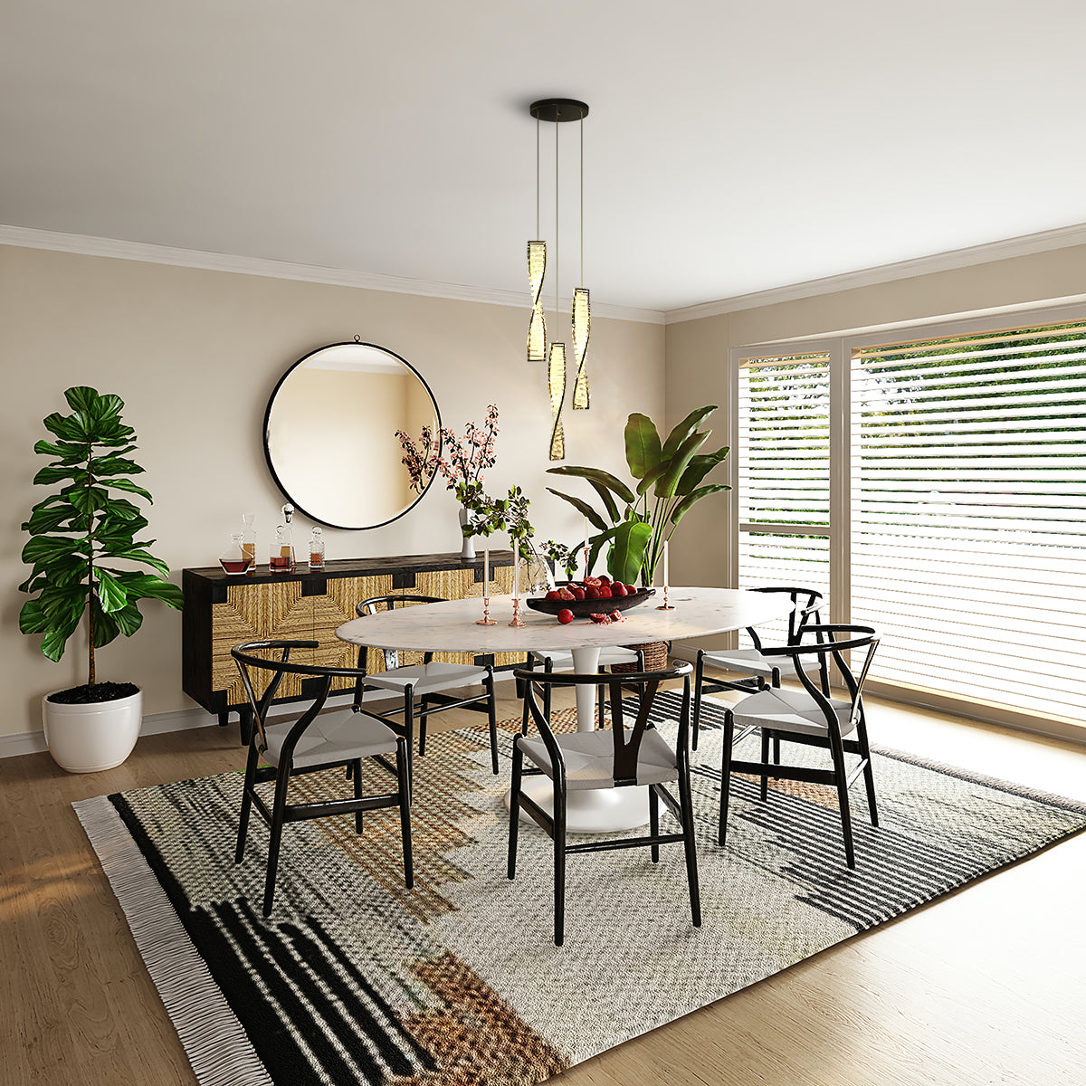 Aeyee Crystal Pendant Light Fixtures, Modern LED Hanging Light, 3 Lights Dimmable Chandeliers for Dining Room Living Room