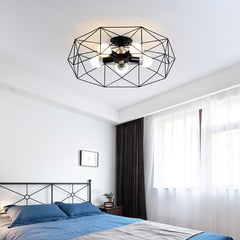 Aeyee Modern Flush Mount Ceiling Light, Geometric Shaped Ceiling Lamp, Industrial Metal Cage Lighting for Entrance Hallway