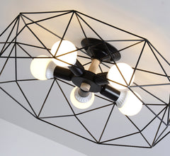 Aeyee Modern Flush Mount Ceiling Light, Geometric Shaped Ceiling Lamp, Industrial Metal Cage Lighting for Entrance Hallway