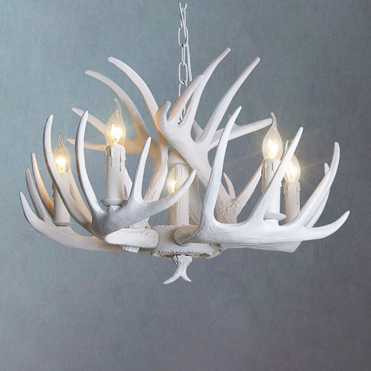 Aeyee Rustic Tiered Antler Chandelier, Resin Antler Fixture, Farmhouse Hanging Light, Candle Pendant Light