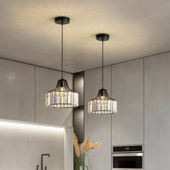 Crystal Pendant Light Fixture - Aeyee 1 Light Modern Hanging Light, 9.8" Crystal Chandelier for Kitchen Island