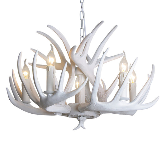 Aeyee Rustic Tiered Antler Chandelier, Resin Antler Fixture, Farmhouse Hanging Light, Candle Pendant Light