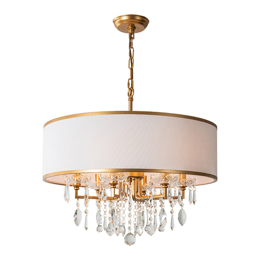 Aeyee Luxury Crystal Chandelier, Round Pendant Light Fixture, 6 Lights Gold Hanging Lamp for Living Room Dining Room