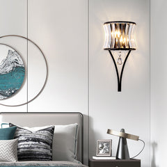 Aeyee Modern Crystal Wall Sconce, 2 Lights Elegant Wall Light, Wall Mount Lamp for Mirror, Bedroom, Hallway