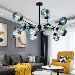 Aeyee Glass Chandelier, Modern 10 Lights Pendant Light, Mid-Century Sputnik Hanging Light for Dining Room Living Room