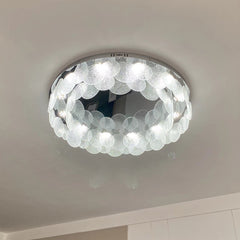 Aeyee Round Flush Mount Ceiling Light Modern LED Glass Ceiling Light Fixture, Dimmable Chandelier for Dining Room Bedroom