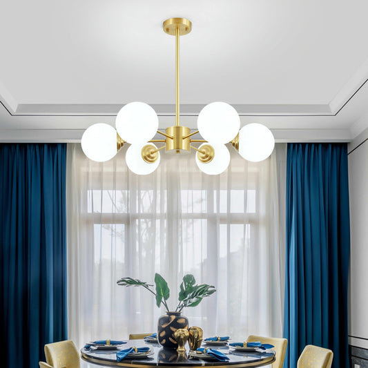 Modern Gold Sputnik Chandelier - Aeyee Glass Hanging Lamp Globe Mid Century Pendant Lamp for Dining Room Living Room