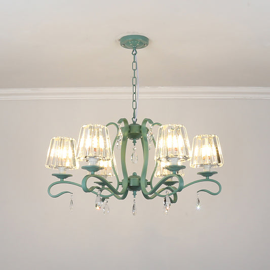 Crystal Chandelier - Aeyee Classic Pendant Light Fixture with Crystal Shade, Modern Green Hanging Lamp for Dining Room,Bedroom