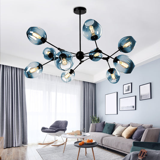 Aeyee Glass Chandelier, Modern 10 Lights Pendant Light, Mid-Century Sputnik Hanging Light for Dining Room Living Room