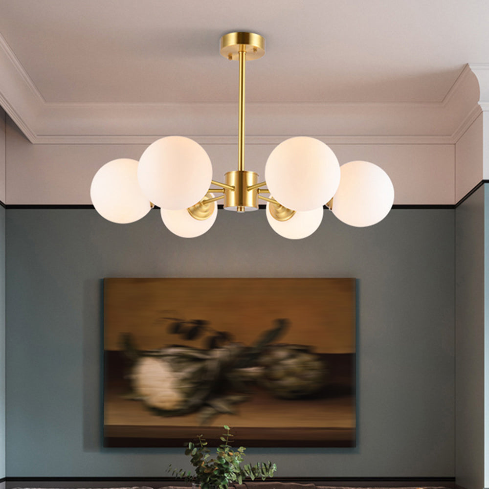 Modern Gold Sputnik Chandelier - Aeyee Glass Hanging Lamp Globe Mid Century Pendant Lamp for Dining Room Living Room