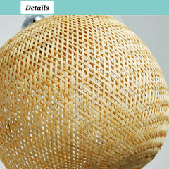 Bamboo Pendant Light Fixture - Aeyee Handwoven Rattan Hanging Light Globe Classy Ceiling Pendant Lamp in Beige (13.7 x 13.7 inches)