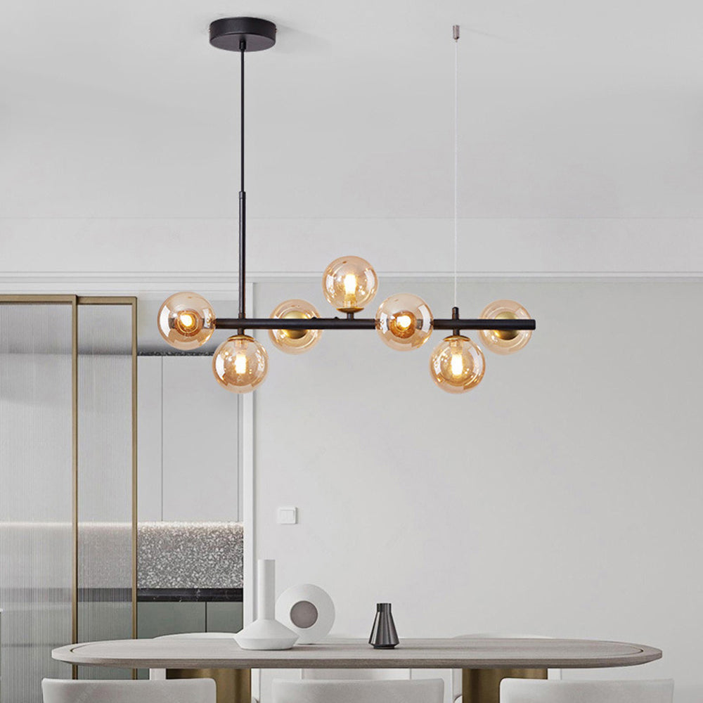 Modern Black Chandelier - Aeyee Glass Hanging Lamp Globe Pendant Lamp for Dining Room Living Room