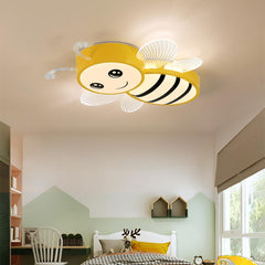 Aeyee Bee Flush Mount Ceiling Light, Dimmable Children's Bedroom Ceiling Light Fixture with Remote Control, Cartoon LED Ceiling Lamp