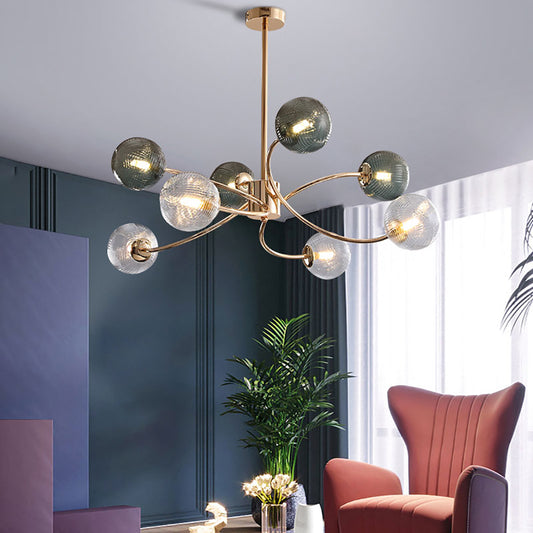 Aeyee Modern Glass Ball Pendant Light, Mid-Century Chandelier, Green Sputnik Hanging Light for Dining Room Bedroom