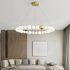 Aeyee Modern Globe Chandelier, Mid-Century Pendant Light Fixture, Adjustable LED Hanging Light for Living Room Bedroom, Neutral Light