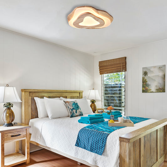 Modern LED Ceiling Light Fixture - Aeyee Dimmable Wood Bright Lighting, Ultrathin Flush Mount Ceiling Light for Bedroom Porch