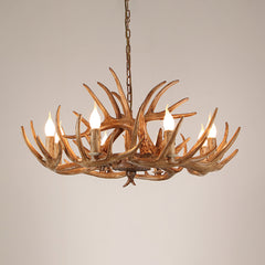 Aeyee Rustic Tiered Antler Chandelier, Resin Antler Fixture, Farmhouse Hanging Light, Candle Pendant Light