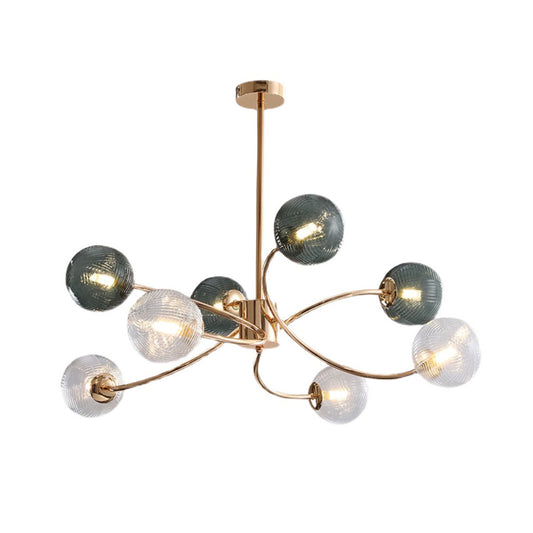 Aeyee Modern Glass Ball Pendant Light, Mid-Century Chandelier, Green Sputnik Hanging Light for Dining Room Bedroom