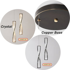 Aeyee Crystal Pendant Light Fixtures, Modern LED Hanging Light, 3 Lights Dimmable Chandeliers for Dining Room Living Room