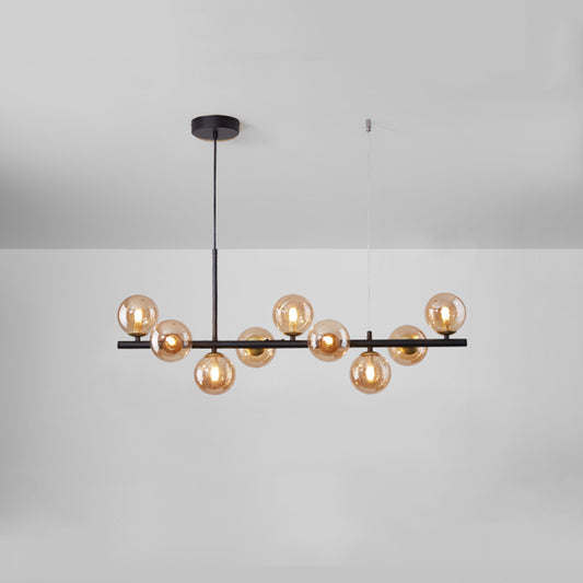Modern Black Chandelier - Aeyee Glass Hanging Lamp Globe Pendant Lamp for Dining Room Living Room