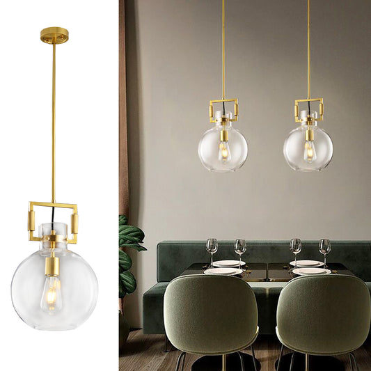 Aeyee Modern Glass Pendant Light Fixture 1 Light Vintage Pendant Lighting for Kitchen Island, Adjustable Cord Farmhouse Ceiling Pendant Light