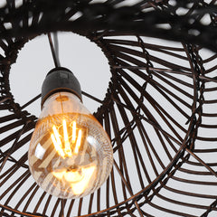 Bamboo Pendant Light Fixture - Aeyee Boho Style 1 Lights Rattan Pendant Lamp Woven Hanging Light for Kitchen Island Nursery