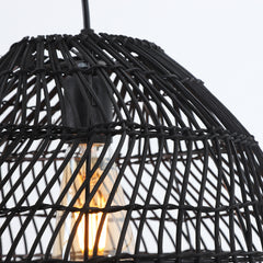 Bamboo Pendant Light Fixture - Aeyee Boho Style 1 Lights Rattan Pendant Lamp Woven Hanging Light for Kitchen Island Nursery