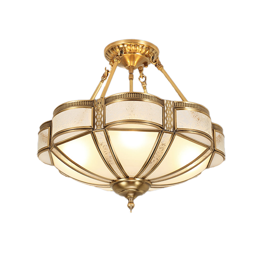 Aeyee Classy Brass Flush Mount Ceiling Light 4 Lights Bedroom Ceiling lamp with Glass Shade, 17.7" Elegant Hanging Lights