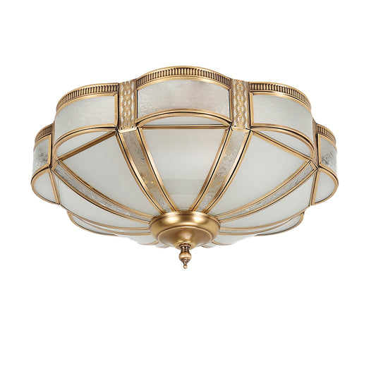 Aeyee Brass Flush Mount Ceiling Light Elegant 4 Lights Bedroom Ceiling Lamp with Glass Shade