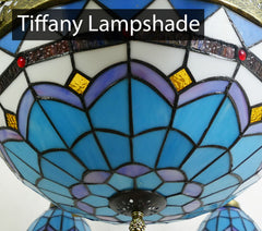 Tiffany Style Chandelier - Aeyee Blue Stained Glass Ceiling Pendant Light, Baroque Tiffany lamp Hanging Light for Dining Room Living Room
