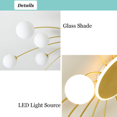 Sputnik Ceiling Light - Aeyee LED Flush Mount Ceiling Light Fixture, Dimmable Glass Globe Chandelier for Living Room Bedroom in Gold