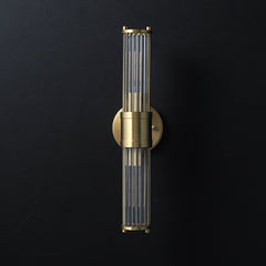 Aeyee Minimalist Linear Tube Wall Sconce, Copper Wall Light with Glass Shade, Wall Mount Lamp for Mirror, Bedroom, Hallway