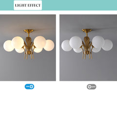 Aeyee Mid Century Chandelier, Sputnik Flush Mount Ceiling Light, Glass Globe Hanging Lights for Living Room Bedroom