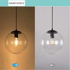 Modern Globe Pendant Light Fixture - Aeyee 1 Light Clear Glass Fixtures, Simple Bubble Globes Hanging Light for Kitchen Island