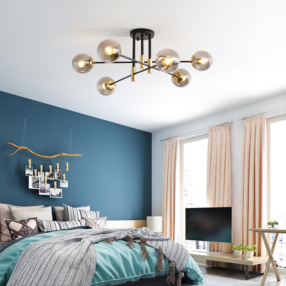 Aeyee Modern Glass Chandelier, Bubble Glass Flush Mount Ceiling