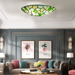 Tiffany Style Ceiling lamp - Aeyee Baroque Tiffany Lamp with Green Leaf Pattern Stained Glass Ceiling Hanging Light