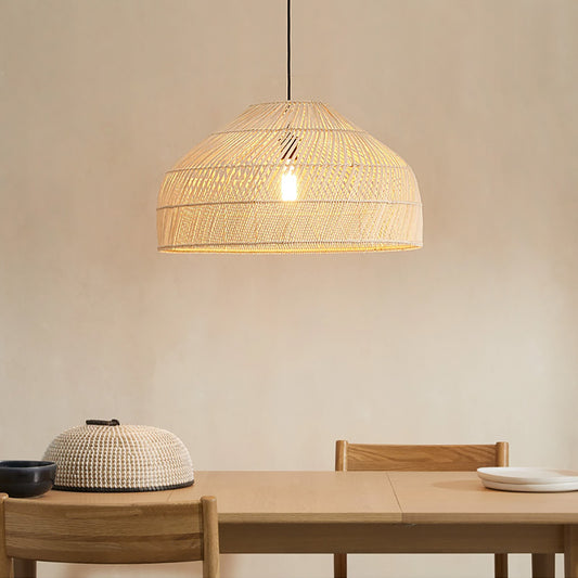 Bamboo Pendant Light Fixture - Aeyee 1 Light Basket Rattan Hanging Light, Boho Style Woven Pendant Lamp for Kitchen Island Nursery