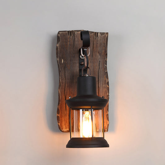 Aeyee Rustic Wood Wall Sconces, Industrial Farmhouse Wall Light, 1 Light Wall Lantern for Bedroom Hallway Stairway Bar