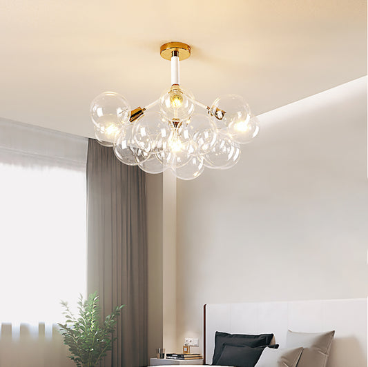 Bubble Globes Ceiling Light - Aeyee Modern Flush Mount Ceiling Light with Clear Glass Shade, Gold Chandeliers for Dinning Room Entrance